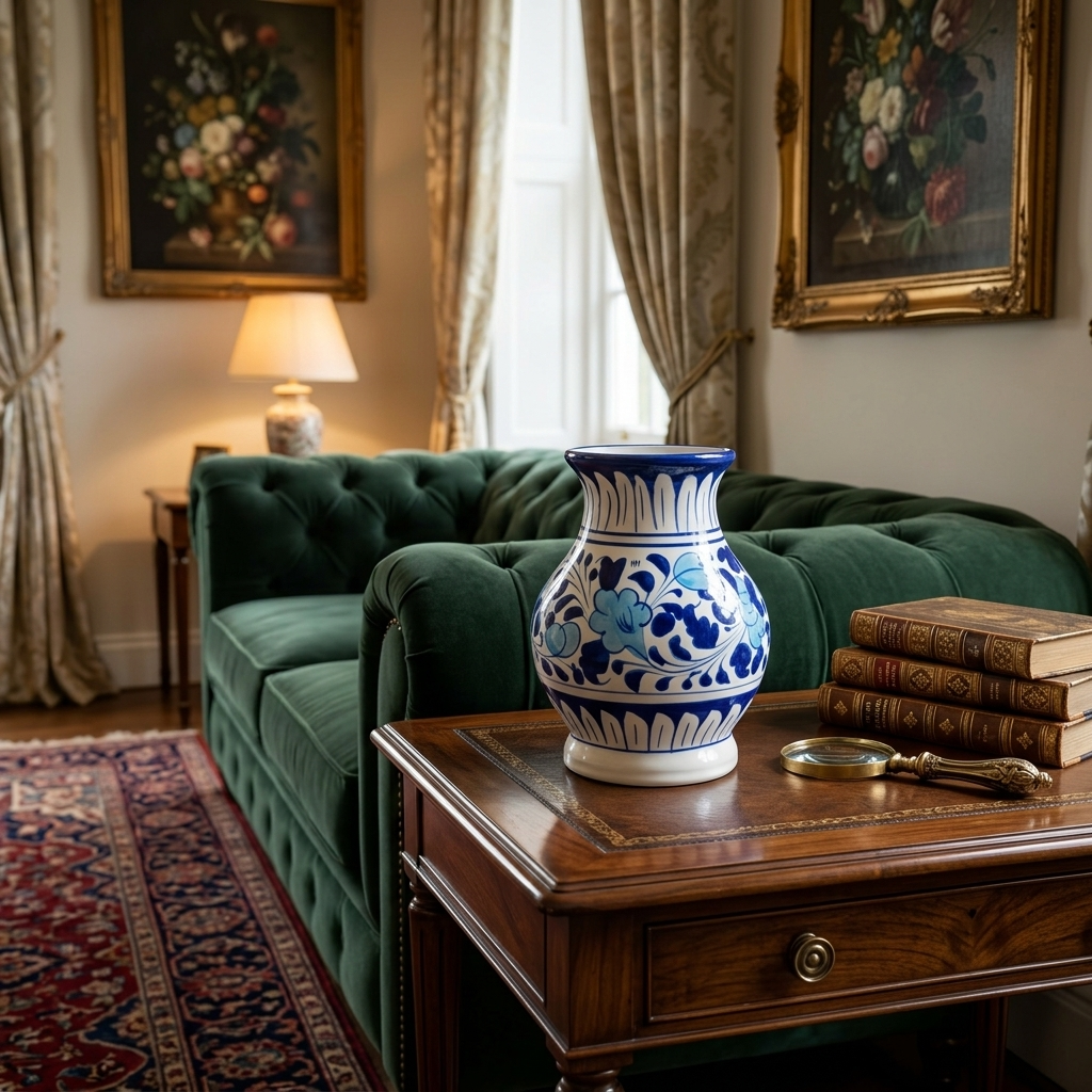 Handmade Multani Blue Pottery Vase (Small) – Traditional Floral Ceramic Home Decor (Each)