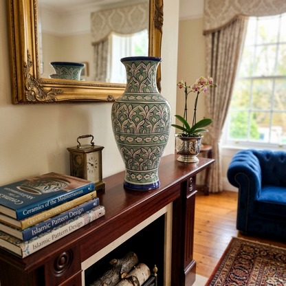 Handmade Multani Blue Pottery Vase (Large) – Traditional Floral Ceramic Home Decor (Each)