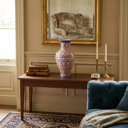 Handmade Multani Blue Pottery Vase (Large) – Traditional Floral Ceramic Home Decor (Each)