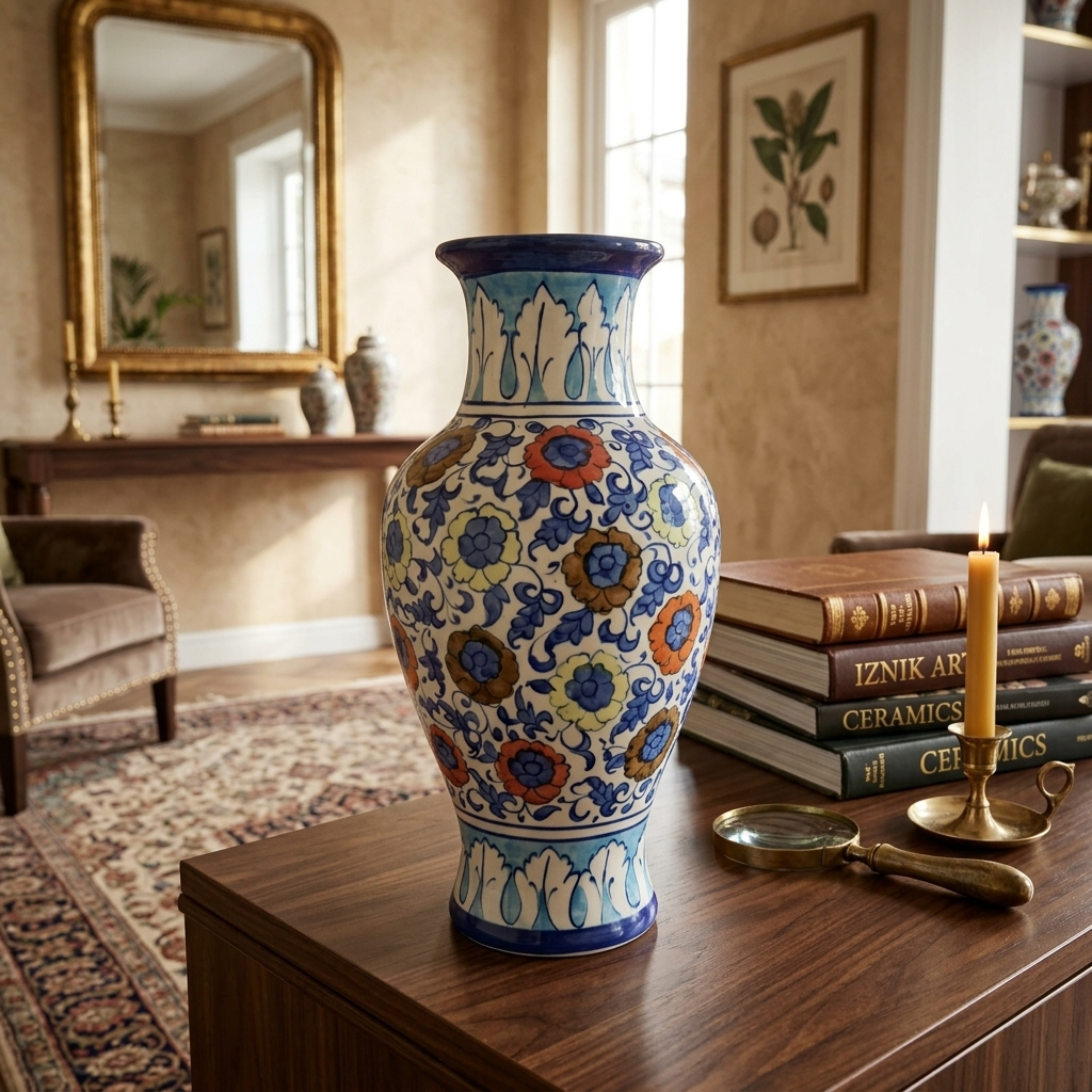 Handmade Multani Blue Pottery Vase (Large) – Traditional Floral Ceramic Home Decor (Each)