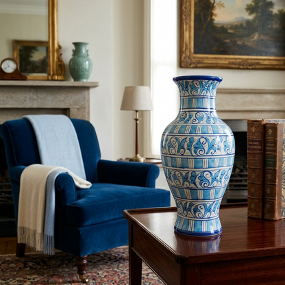 Handmade Multani Blue Pottery Vase (Large) – Traditional Floral Ceramic Home Decor (Each)