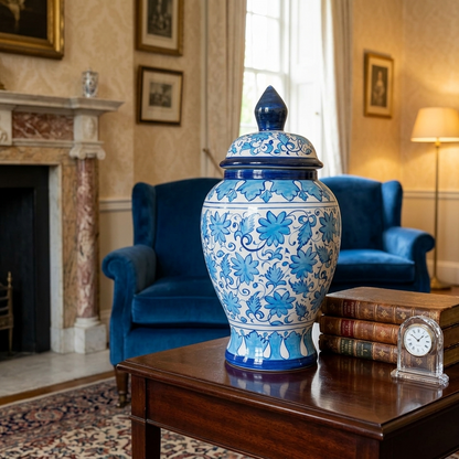 Handmade Multani Blue Pottery Vase (Large) – Traditional Floral Ceramic Home Decor (Each)
