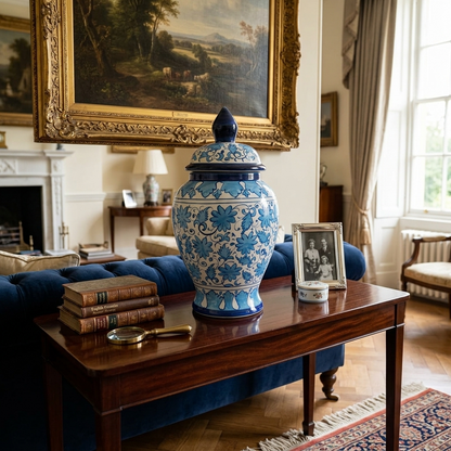 Handmade Multani Blue Pottery Vase (Large) – Traditional Floral Ceramic Home Decor (Each)