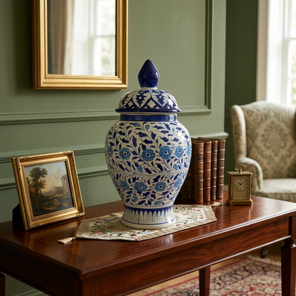 Handmade Multani Blue Pottery Vase (Large) – Traditional Floral Ceramic Home Decor (Each)