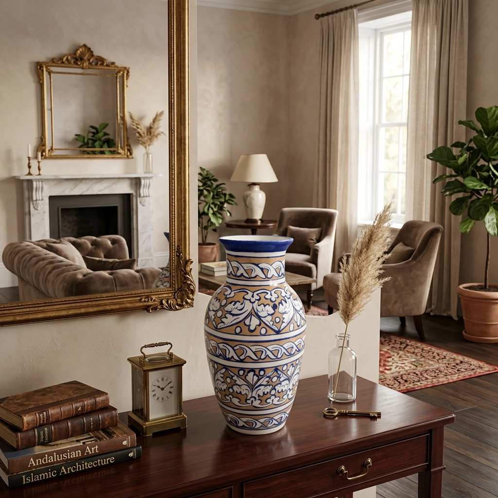 Handmade Multani Blue Pottery Vase (Small) – Traditional Floral Ceramic Home Decor (Each)