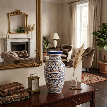 Handmade Multani Blue Pottery Vase (Small) – Traditional Floral Ceramic Home Decor (Each)