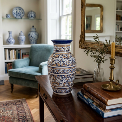 Handmade Multani Blue Pottery Vase (Small) – Traditional Floral Ceramic Home Decor (Each)