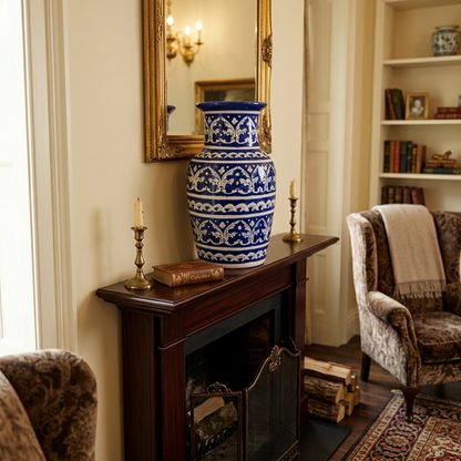 Handmade Multani Blue Pottery Vase (Small) – Traditional Floral Ceramic Home Decor (Each)
