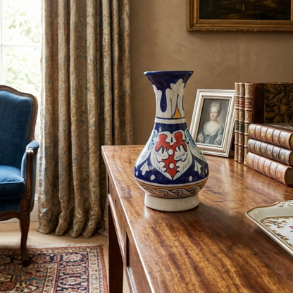 Handmade Multani Blue Pottery Vase (Small) – Traditional Floral Ceramic Home Decor (Each)