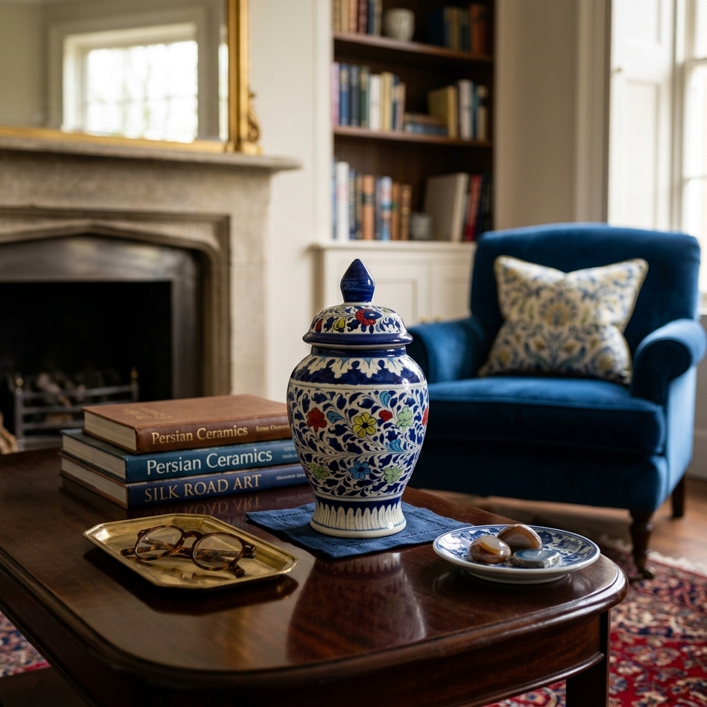 Handmade Multani Blue Pottery Vase (Small) – Traditional Floral Ceramic Home Decor (Each)