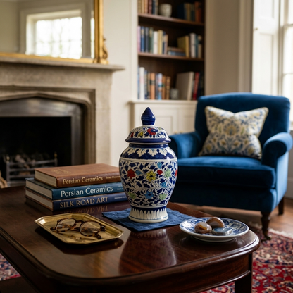 Handmade Multani Blue Pottery Vase (Small) – Traditional Floral Ceramic Home Decor (Each)