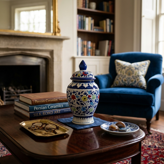 Handmade Multani Blue Pottery Vase (Small) – Traditional Floral Ceramic Home Decor (Each)