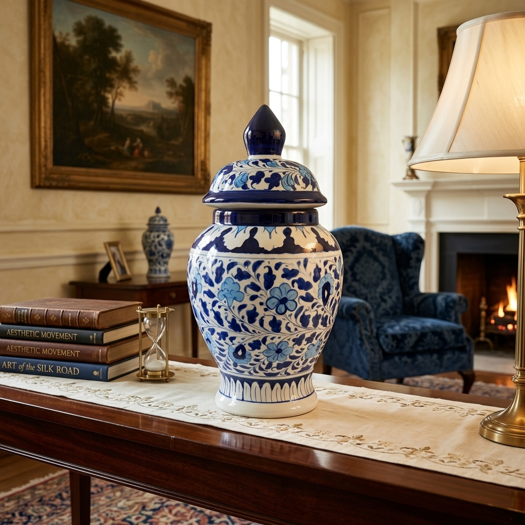 Handmade Multani Blue Pottery Vase (Small) – Traditional Floral Ceramic Home Decor (Each)