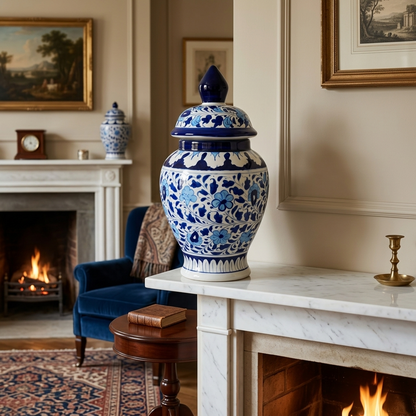 Handmade Multani Blue Pottery Vase (Small) – Traditional Floral Ceramic Home Decor (Each)