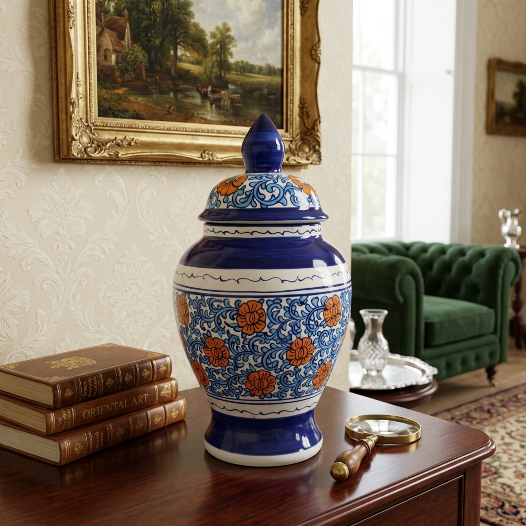 Handmade Multani Blue Pottery Vase (Small) – Traditional Floral Ceramic Home Decor (Each)
