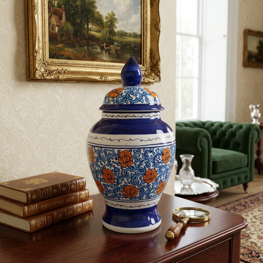Handmade Multani Blue Pottery Vase (Small) – Traditional Floral Ceramic Home Decor (Each)
