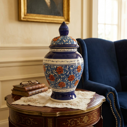 Handmade Multani Blue Pottery Vase (Small) – Traditional Floral Ceramic Home Decor (Each)