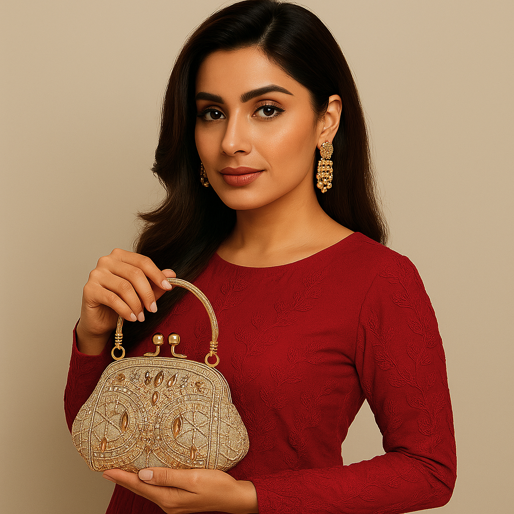 Silk Leaf Fancy Clutch 01