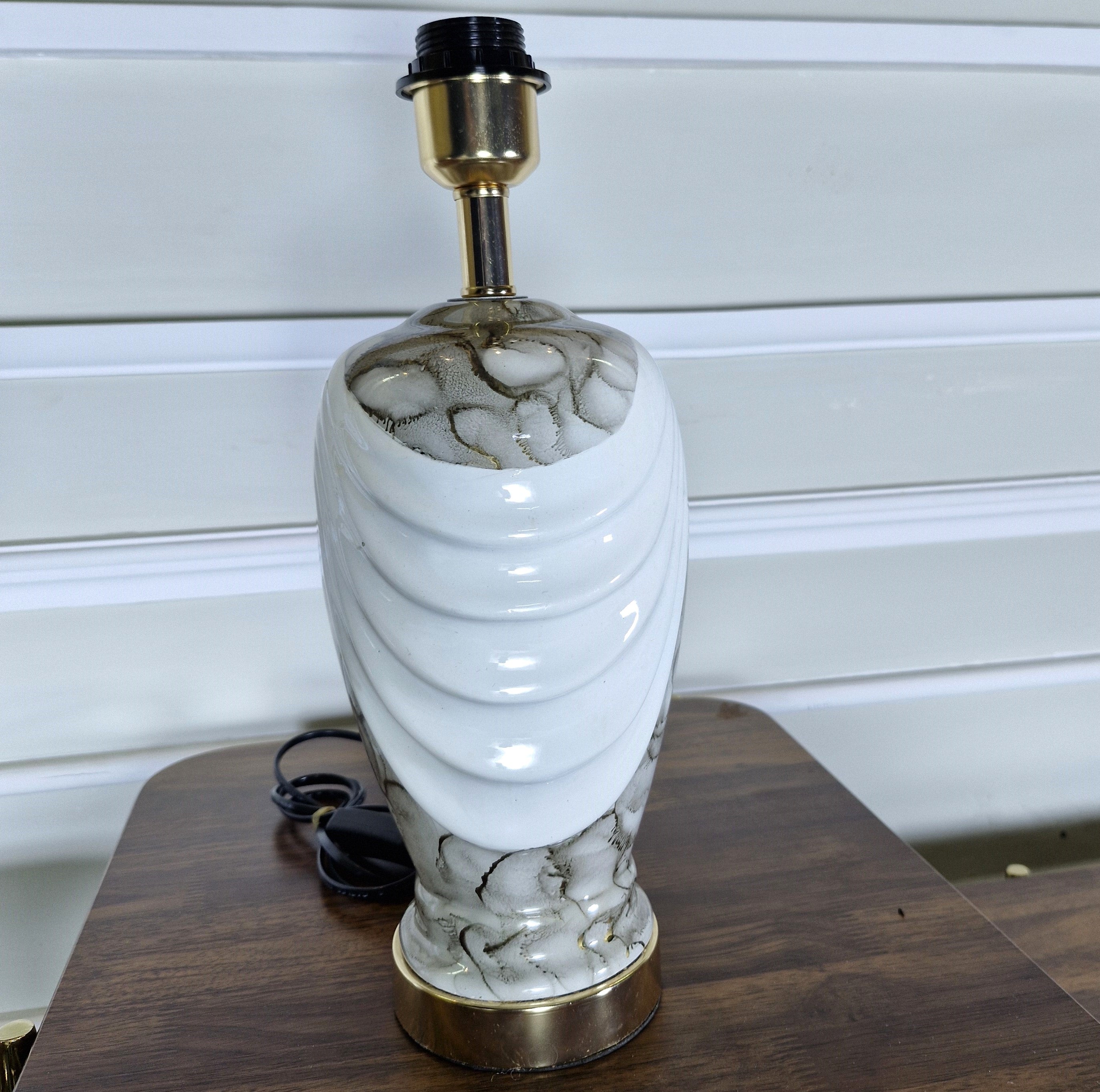 Modern Luxe Ceramic Lamp in White Marble Finish (Pair)