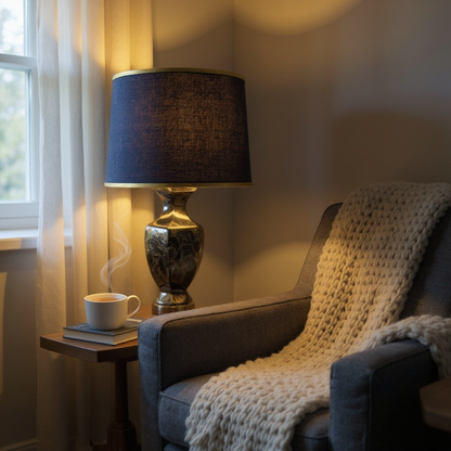 Black and Gold Ceramic Table Lamp (Pair)