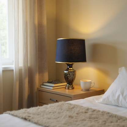 Black and Gold Ceramic Table Lamp (Pair)