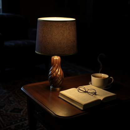 Elegant Swirl Ceramic Table Lamp with Brown Shade (Pair)