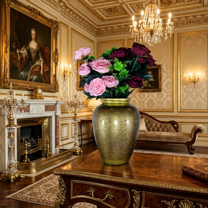 Handcrafted Ceramic Gold Vase with Artificial Flowers (Each)