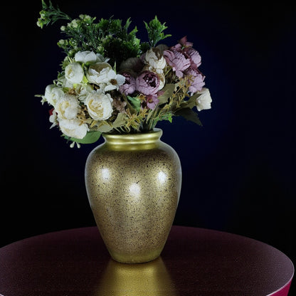 Handcrafted Ceramic Gold Vase with Artificial Flowers (Each)