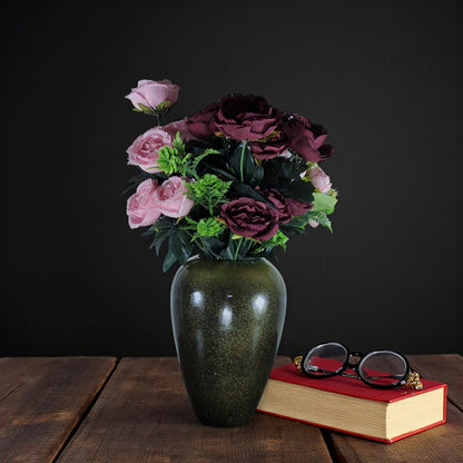 Elegant Black Ceramic Vase with Artificial Flowers (Each)