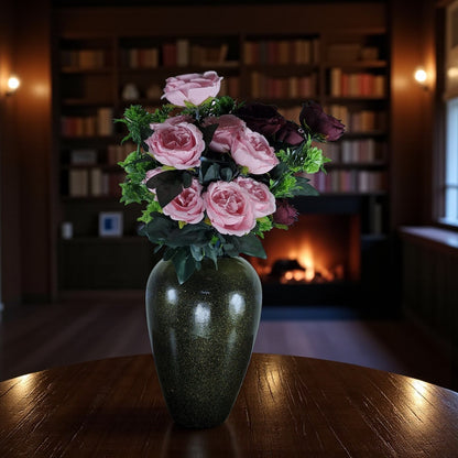 Elegant Black Ceramic Vase with Artificial Flowers (Each)