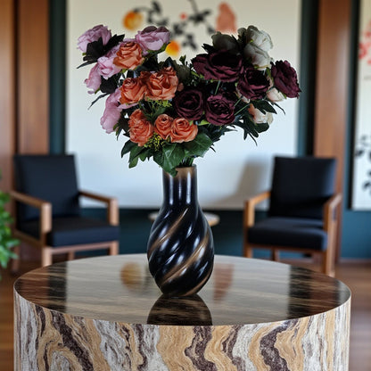 Mystic Swirl Handcrafted Ceramic Vase with Artificial Flowers (Each)